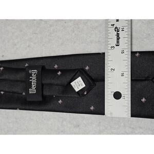Wembley Black Polyester/Silk Tie with Small Pink Pattern